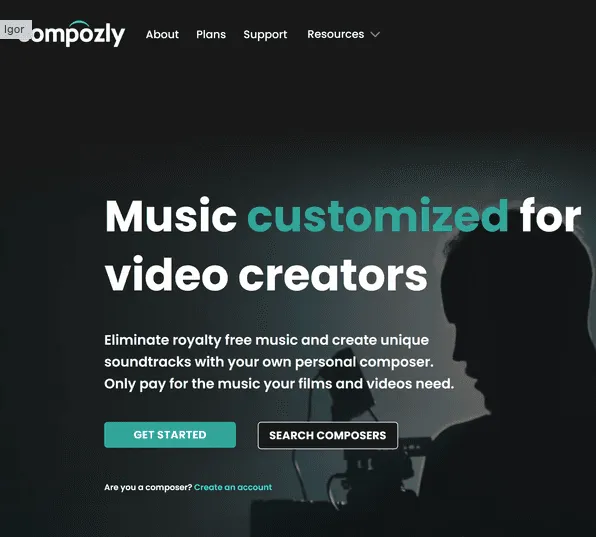 Screenshot of the Compozly project