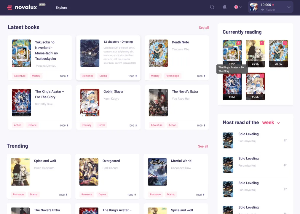 Screenshot of the NovaLux project